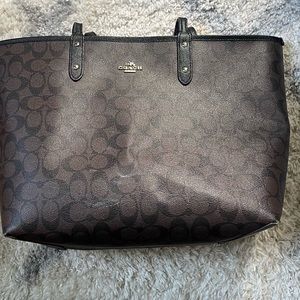 Coach reversible tote (gold brown & black logo on one side, black on the other)